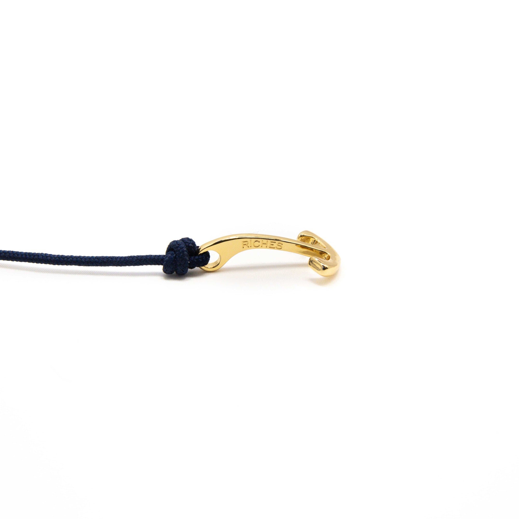 Navy Blue Men's Bracelet With Gold Anchor - Stolen Riches